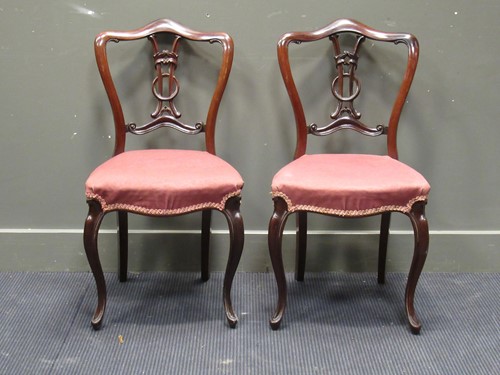 Lot 452 - A pair of Victorian rosewood bedroom chairs