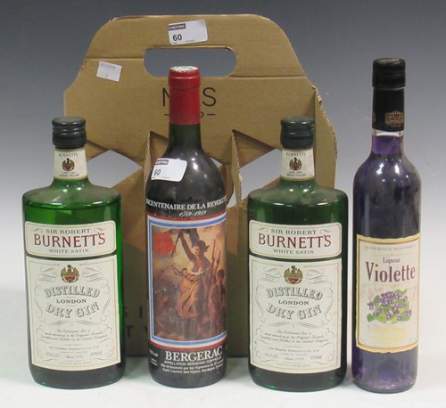 Lot 60 - Two bottles of Burnett's Dry Gin, a bottle of...