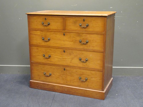 Lot 494 - A late Victorian pine chest of two short over...