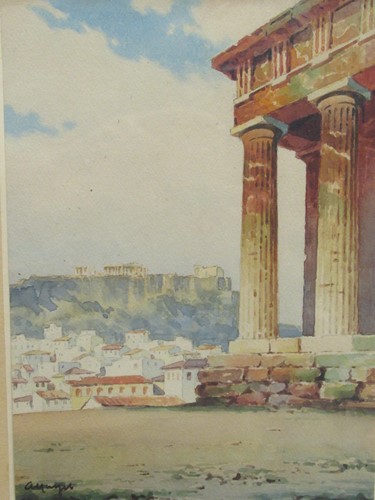 Lot 319 - A study of the Acropolis of Athens, signed...