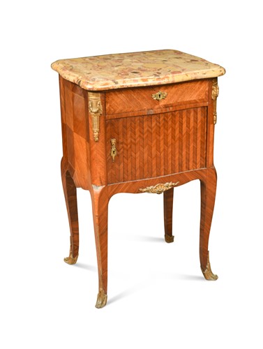 Lot 887 - A French transitional style tulipwood chevet, late 19th century