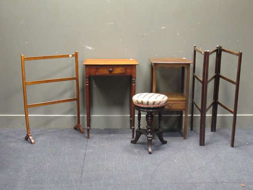 Lot 435 - An Edwardian mahogany piano stool, a mahogany...