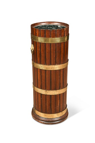 Lot 912 - A mahogany and brass banded stick stand, early 20th century