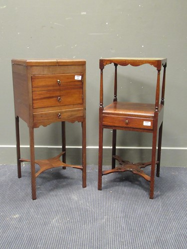 Lot 528 - A George III mahogany washstand, with folding...