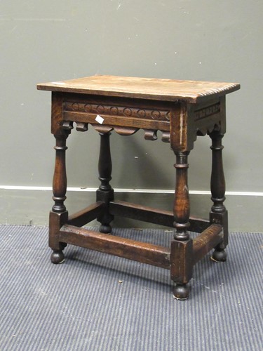 Lot 522 - A 17th century and later oak joint stool