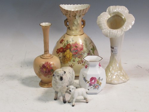 Lot 110 - A Royal Worcester blush ivory vase, a smaller...