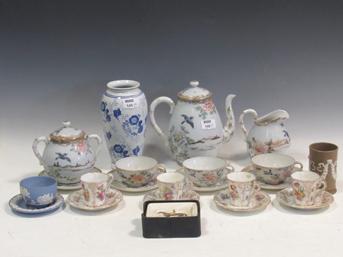 Lot 145 - A Japanese tea set, Victorain plates, Dresden...