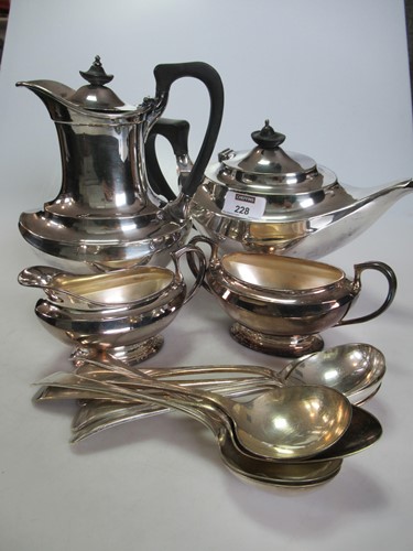 Lot 228 - A silver plated 4-piece tea set together with...