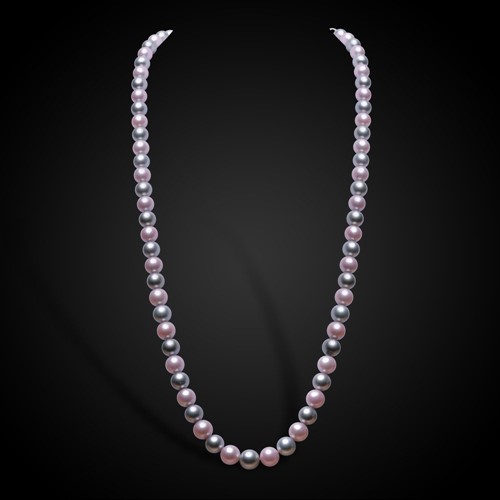 Lot 183 - A single opera length row of Tahitian saltwater and Edison pink freshwater cultured pearls