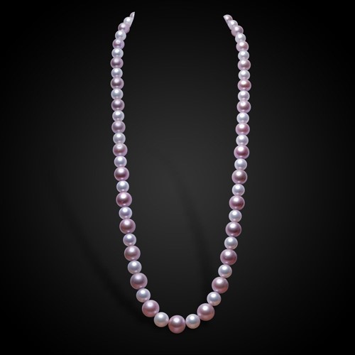 Lot 152 - A single row opera length of Edison pink and white freshwater cultured pearls