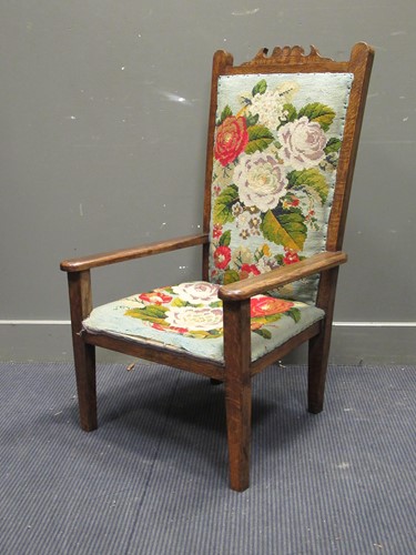 Lot 405 - An early 20th century tapestry upholstered oak...