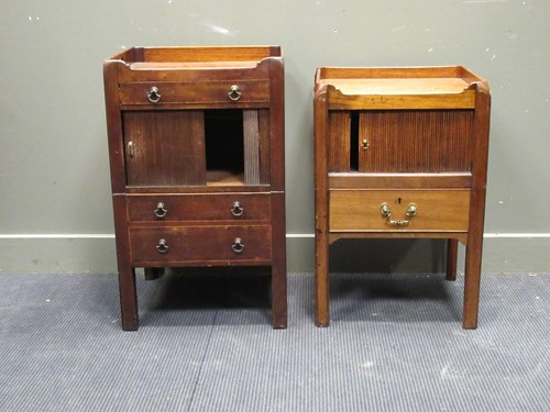 Lot 409 - Two similar George III mahogany tambour...