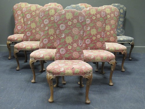 Lot 446 - A set of nine Queen Anne style dining chairs...
