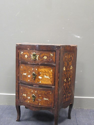 Lot 713 - A German inlaid three draw chest, mid 19th century
