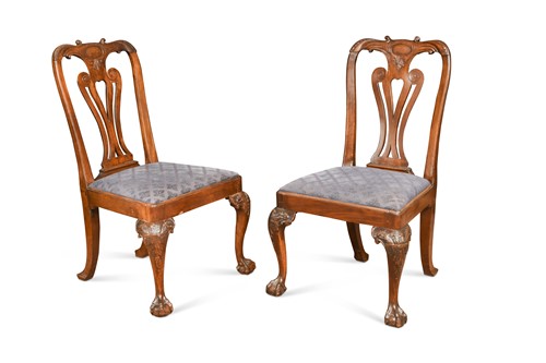 Lot 757 - A pair of George II mahogany side chairs