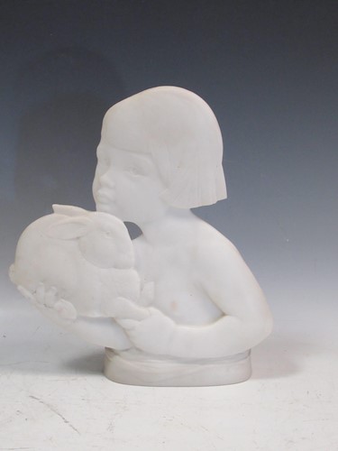 Lot 25 - C N Morwood, 1933, Girl with a rabbit, carved...