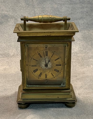 Lot 16 - A 19th century brass carriage clock with a...