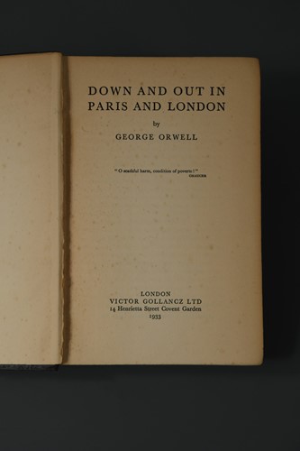 Lot 406 - ORWELL (George) Down and Out in Paris and...