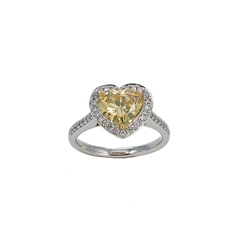 Lot 217 - An 18ct gold fancy intense yellow diamond halo style ring