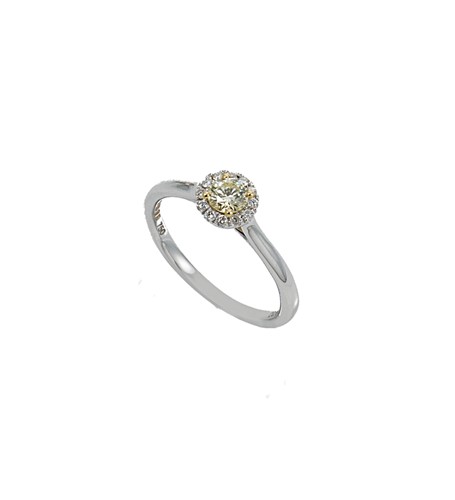 Lot 214 - An 18ct gold fancy yellow and white diamond halo style cluster ring