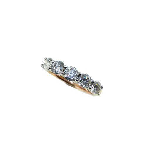 Lot 204 - An 18ct rose gold five stone diamond ring