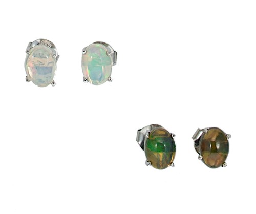 Lot 83 - Two pairs of opal ear studs