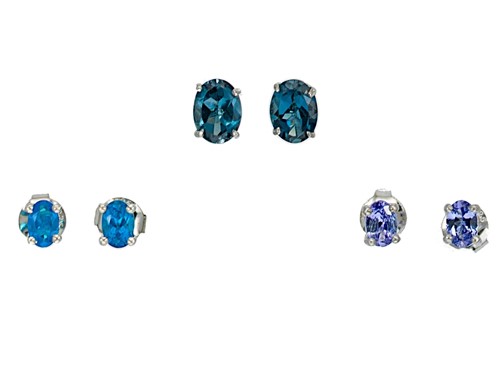 Lot 39 - A set of three gemset ear studs
