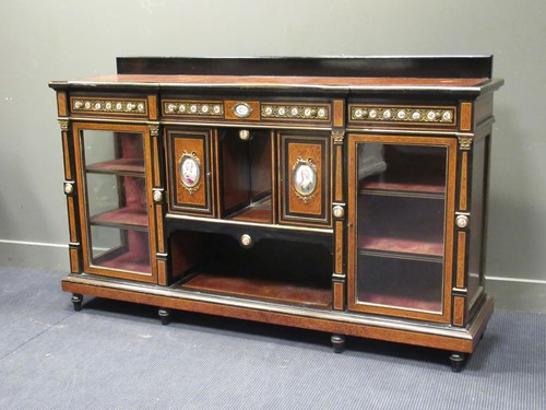 Lot 358 - A late 19th century ebony and amboyna credenza...