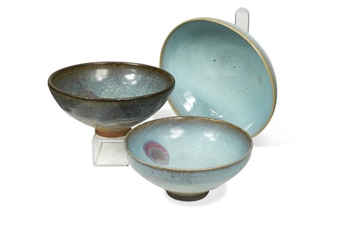 Lot 41 - Three Chinese Junyao bowls, Song/Yuan Dynasty, or later