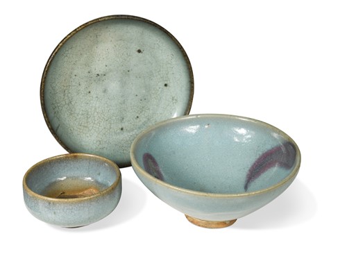 Lot 61 - Three Chinese Junyao vessels, Song/Yuan Dynasty or later