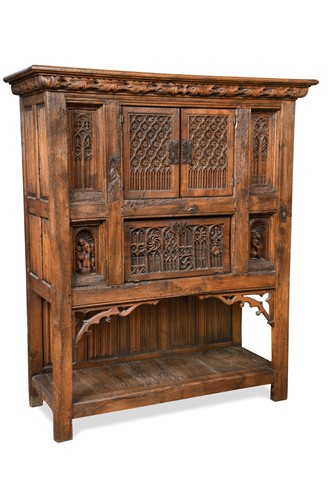 Lot 721 - A gothic style court cupboard, 19th century