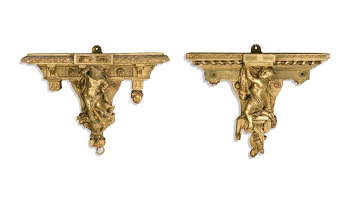 Lot 811 - A near pair of gilt wall brackets, early 20th century