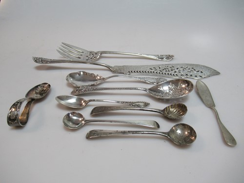 Lot 360 - A collection of silver flatware including a...
