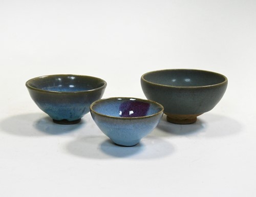 Lot 11 - Three Chinese Junyao bowls, Song/Yuan Dynasty or later