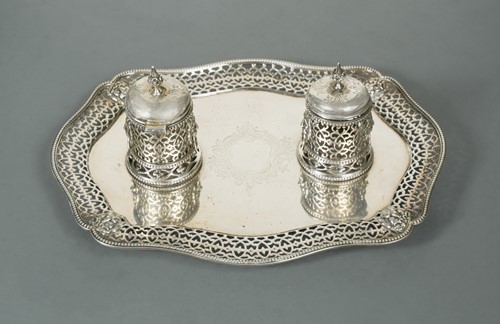 Lot 426 - A Victorian silver desk inkstand