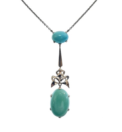 Lot 48 - An Art Nouveau turquoise pendant
