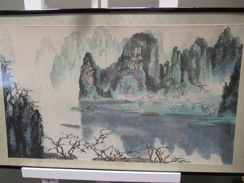 Lot 458 - Chinese watercolour landscapes, 54 x 40cm and...