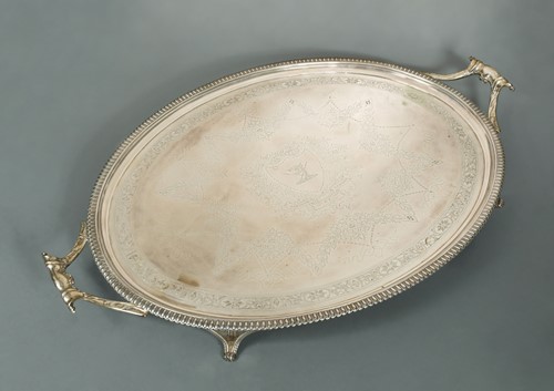 Lot 388 - A George III silver large two handled tray by the Batemans