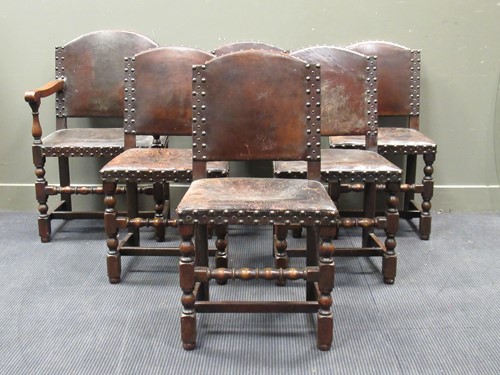 Lot 440 - Set of six Cromwellian style dining chairs,...
