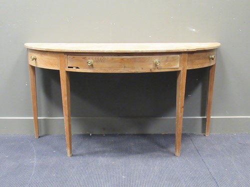 Lot 608 - Georgian pine demi lune side table 76 x 152 x...