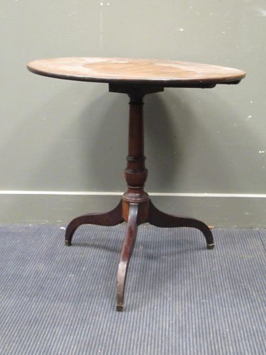 Lot 728 - Georgian mahogany circular tripod table 71cm...