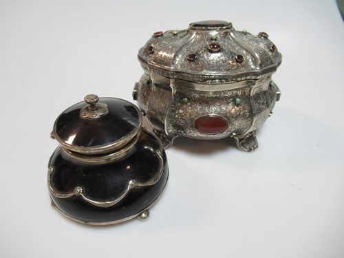Lot 348 - A (probably) continental metalwares jewelled...