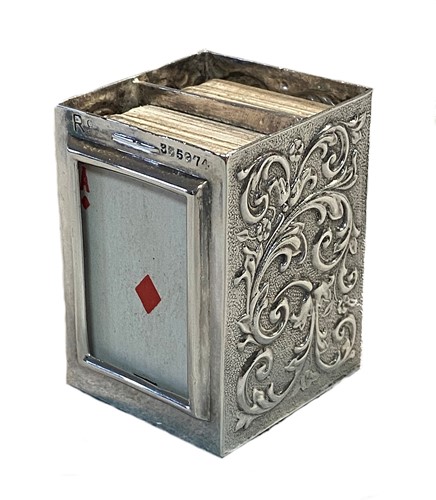 Lot 272 - A Victorian silver miniature double pack playing card holder