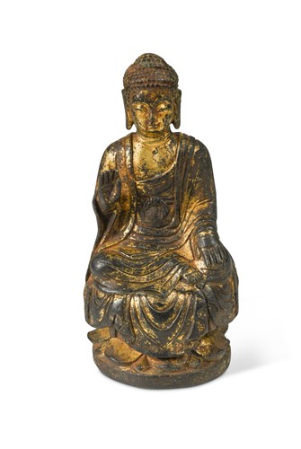 Lot 150 - A gilt bronze Buddha, possibly Tang Dynasty (AD618-907)