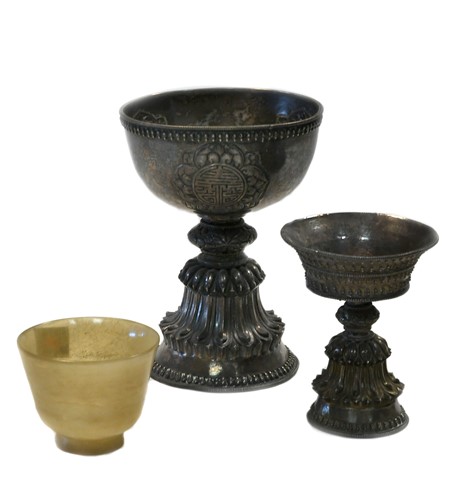 Lot 156 - A Tibetan silver yak butter lamp, late 19th/early 20th century