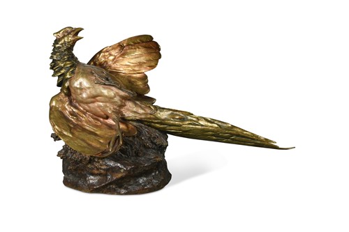 Lot 198 - Leon Bureau (French 1866 - 1906), a bronze model of a pheasant