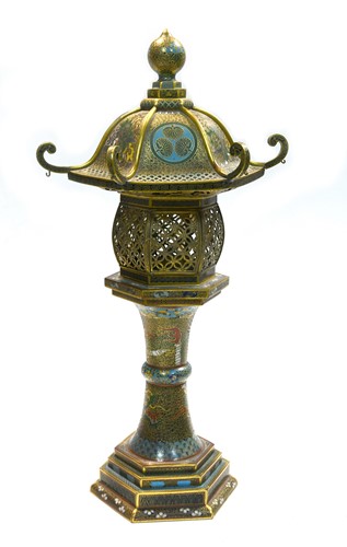 Lot 82 - A Japanese cloisonne enamel lantern, early 20th century