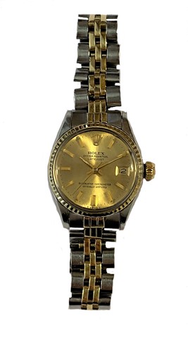 Lot 255 - Rolex - A two colour 'Oyster Perpetual Datejust' wristwatch