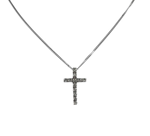 Lot 135 - A diamond cross pendant and chain