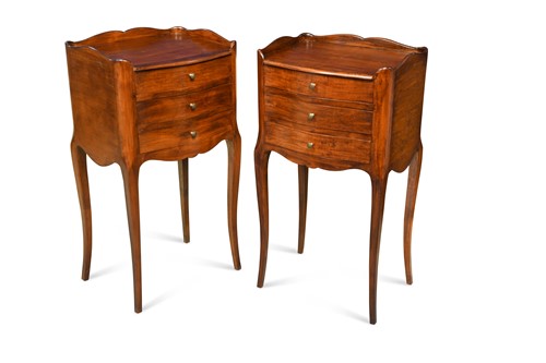 Lot 891 - A pair of French provincial cherrywood bedside tables, 20th century
